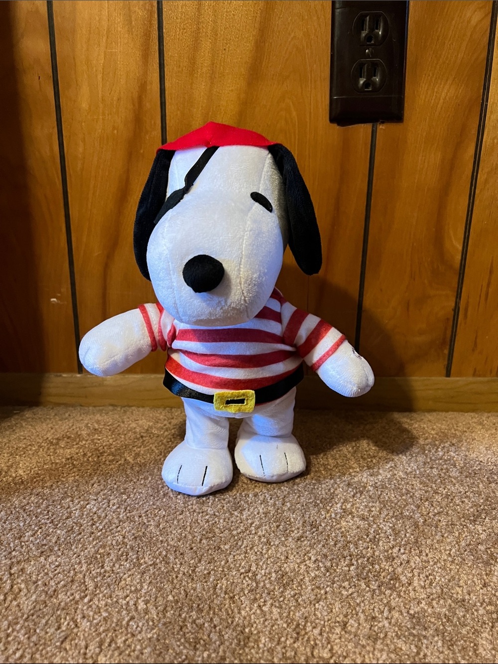 Gemmy Red, White & Black Pirate Plush Snoopy Animated Figurine
